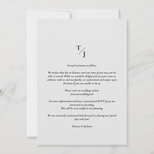 Save The Date Initiales de l'effet de transparence Vellum Mariag (Dos)