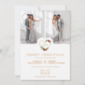 Save The Date Initiales de luxe Floral Christmas Heart 2 Photos (Devant)