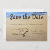 Save The Date Initiales de mariage de sable de plage (Devant)