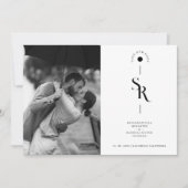 Save The Date Initiales de mariage noir et blanc exquises délica (Devant)