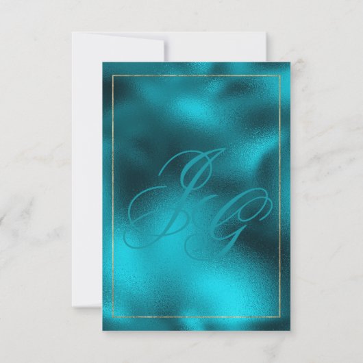 Save The Date Initiales en monogramme métallique turquoise Enreg (Dos)