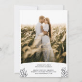 Save The Date Initiales et fleurs noires Photo moderne double fa (Dos)