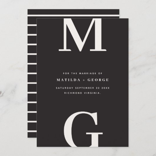 Save The Date Initiales modernes en typographie graphique grasse (Devant / Derrière)