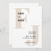 Save The Date Initiales ・ Monogramme moderne Enregistrer la date (Devant / Derrière)