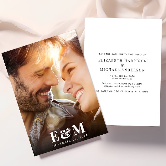 Save The Date Initiales Monogramme Modernes Superposées sur Phot