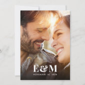 Save The Date Initiales Monogrammes modernes Photo Noir Blanc (Devant)