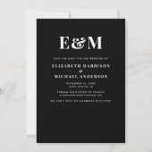 Save The Date Initiales Monogrammes modernes Photo Noir Blanc (Dos)
