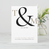 Save The Date Initiales photo noir et blanc Mariage moderne (Debout devant)