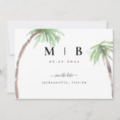 Save The Date Initiales simples Mariage tropical Enregistrer la (Devant)