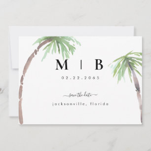Save The Date Initiales simples Mariage tropical Enregistrer la 