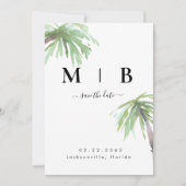Save The Date Initiales simples Mariage tropical vertical (Devant)