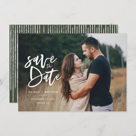 Save The Date Inky script photo enregistrer la date (Devant / Derrière)