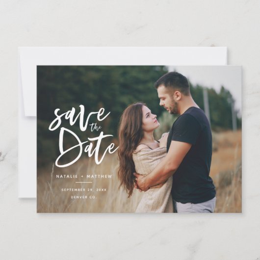 Save The Date Inky script photo enregistrer la date (Devant)