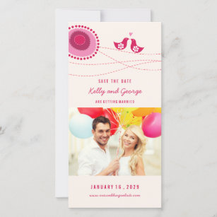 Save The Date Inséparables baisers roses Whimsical Dot Photo