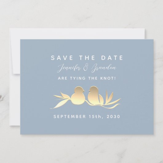 Save The Date Inséparables bleu poussiéreux or (Devant)
