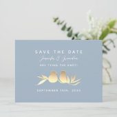 Save The Date Inséparables bleu poussiéreux or (Debout devant)