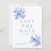 Save The Date Inséparables Blue Chinoiserie QR Code Mariage phot (Devant)