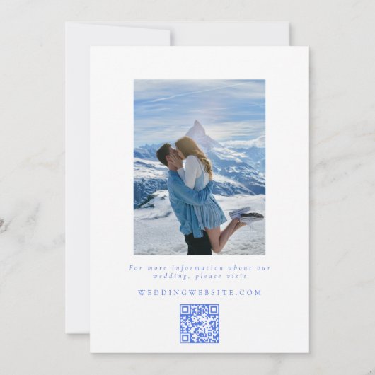 Save The Date Inséparables Blue Chinoiserie QR Code Mariage phot (Dos)