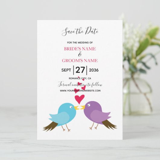 Save The Date Inséparables & Coeurs Mariage Enregistrer La Date (Debout devant)