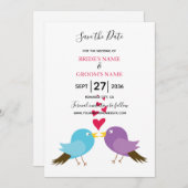 Save The Date Inséparables & Coeurs Mariage Enregistrer La Date (Devant / Derrière)
