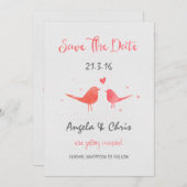 Save The Date Inséparables d'aquarelle Enregistrer la date (Devant / Derrière)