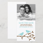 Save The Date Inséparables en bleu monogramme Enregistrer la dat (Devant / Derrière)