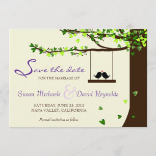 Save The Date Inséparables en chute de coeur Chêne Arbre Enregis