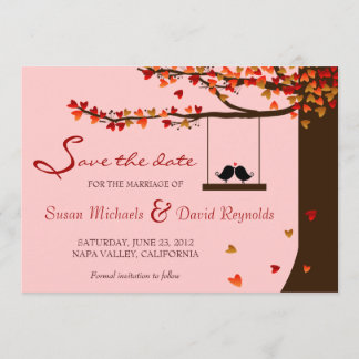 Save The Date Inséparables en chute de coeur Chêne Arbre Enregis