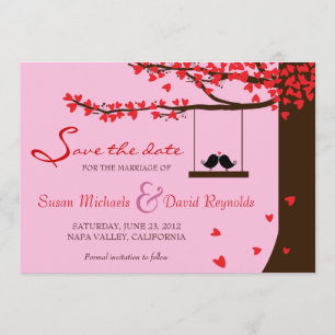 Save The Date Inséparables en chute de coeur Chêne Arbre Enregis