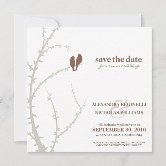 Save The Date Inséparables Enregistrer la date Annonce (chocolat (Devant)