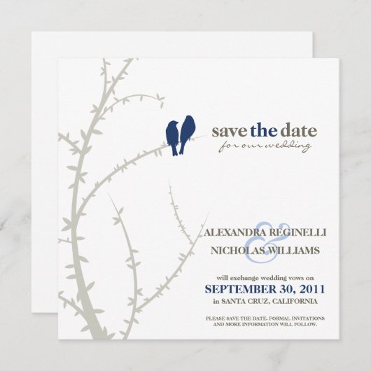 Save The Date Inséparables Enregistrer la date Annonce (marine) (Devant / Derrière)