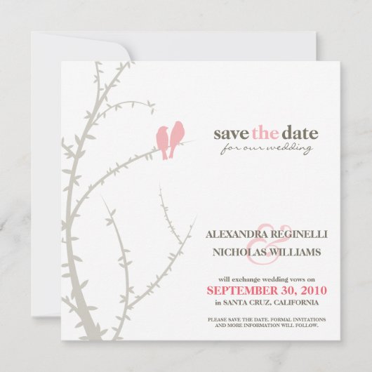 Save The Date Inséparables Enregistrer la date Annonce (rose) (Devant)