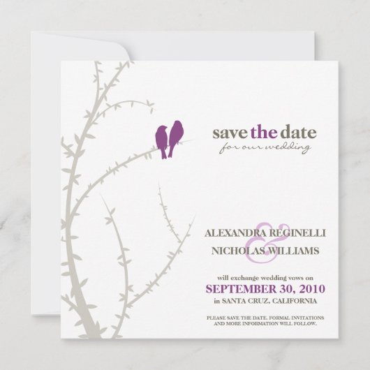 Save The Date Inséparables Enregistrer la date Annonce (violet) (Devant)