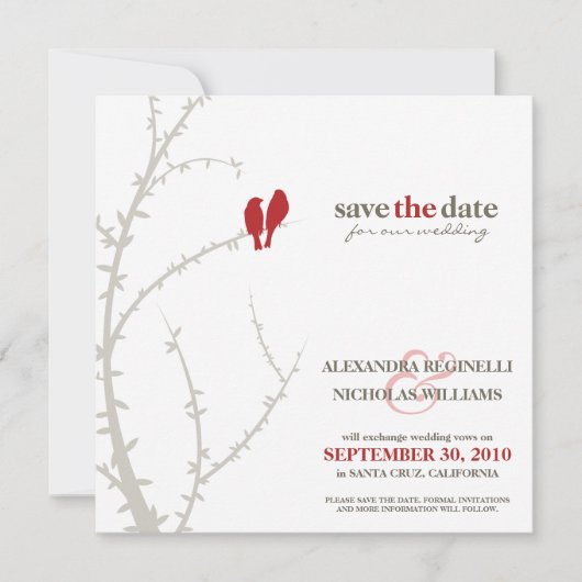 Save The Date Inséparables Enregistrer la date de l'annonce (rou (Devant)