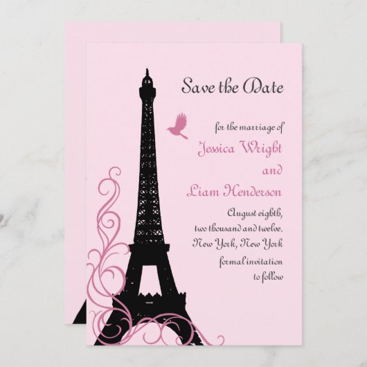 Save The Date Inséparables Enregistrer la date (rose) (Devant / Derrière)