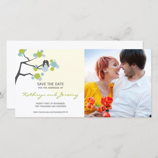 Save The Date Inséparables Modernes De Fleurs De Cerises Sauver (Devant / Derrière)