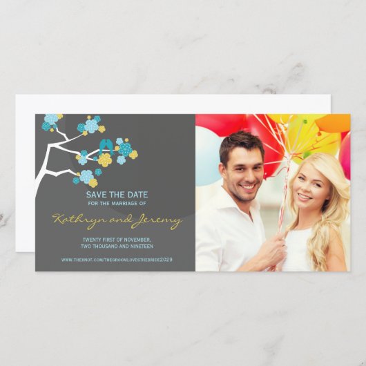 Save The Date Inséparables Modernes De Fleurs De Cerises Sauver (Devant / Derrière)