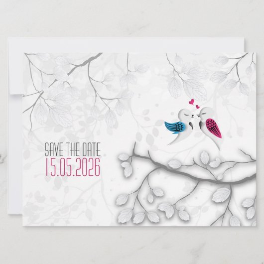 Save The Date Inséparables sur le blanc magique - Mariage Enregi (Devant)