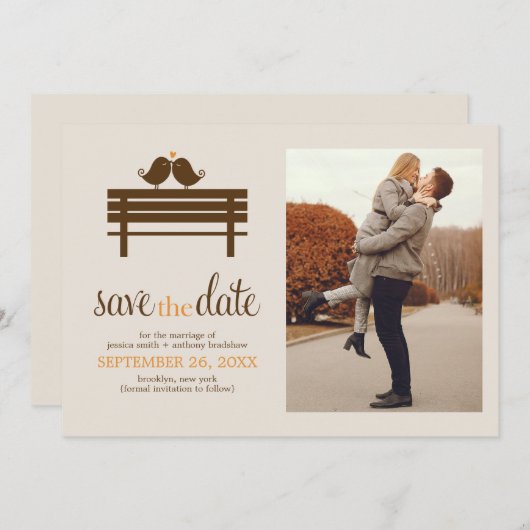 Save The Date Inséparables sur le Mariage Park Bench (Devant / Derrière)