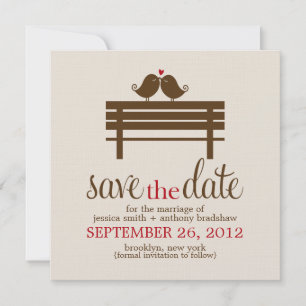 Save The Date Inséparables sur le Mariage Park Bench