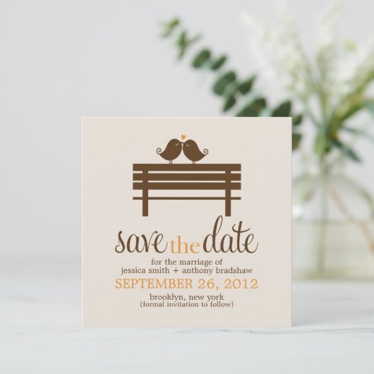 Save The Date Inséparables sur le Mariage Park Bench (Debout devant)
