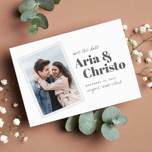 Save The Date Instantané moderne | Photo verticale