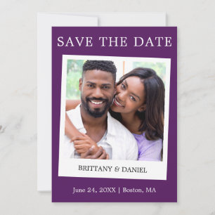 Save The Date Instantané Style Camera Couple Photo violet