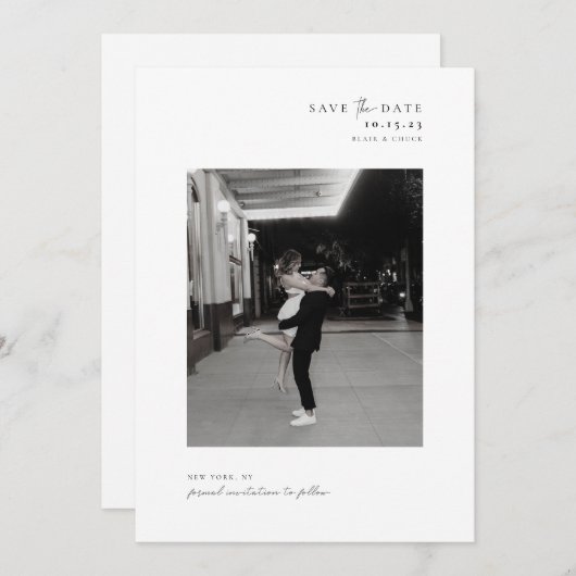 Save The Date Intemporel avec accents de script Enregistrer la c (Devant / Derrière)