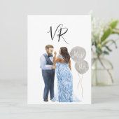 Save The Date Interracial Illustrated Couple Enregistrer La Date (Debout devant)