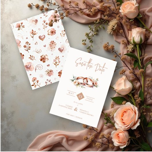 Save The Date Intertwined Timeless Wedding Rings in Rose Gold