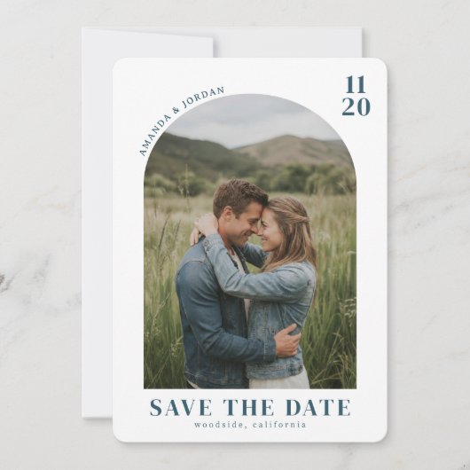 Save The Date Intime Bleu Rustique Photo (Devant)