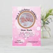 Save The Date Invitación Baby Shower Rosa de niña (Debout devant)