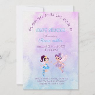 Save The Date "Invitation Baby shower en bleu violet et bleu cla