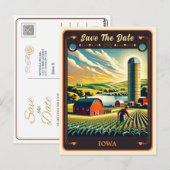 Save the date | Iowa Invitation Briefkaart (Voorkant / Achterkant)